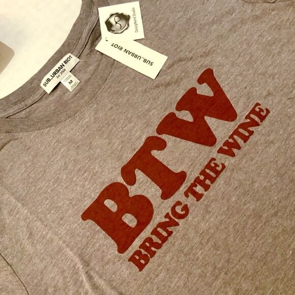 SUB_URBAN RIOT BTW LOOSE TEE IN HEATHER GREY BRING THE WINE SIZE MEDIUM - Picture 5 of 8